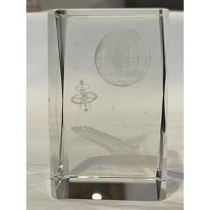 Space Shuttle in Space Earth Holographic Lucite Acrylic Cube Paper Weight 3D